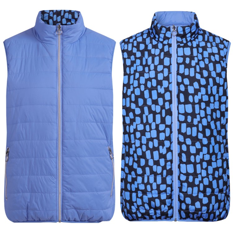 JRB Women's Golf Reversible Gillet - Cornflower / Cornflower Print