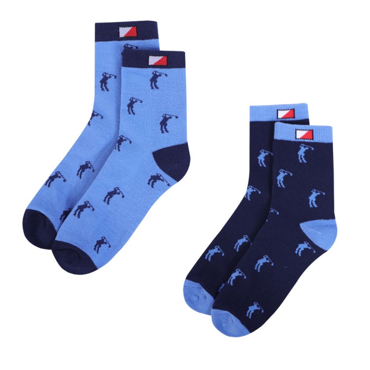 JRB Women's Golf Socks - Cornflower and Navy - Pack of 2 Pairs