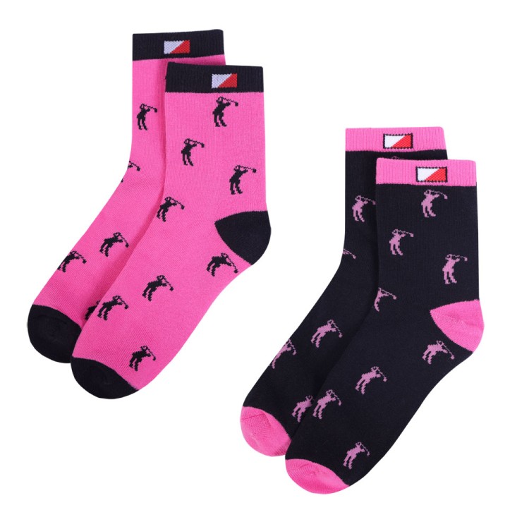 JRB Women's Golf Socks - Fuchsia and Black - Pack of 2 Pairs