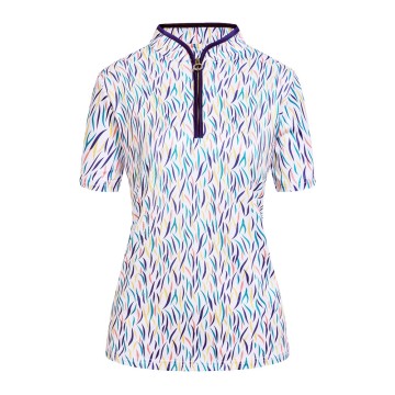 JRB Women's Golf Shirt - Sapphire Blue Print - Sleeved or Sleeveless