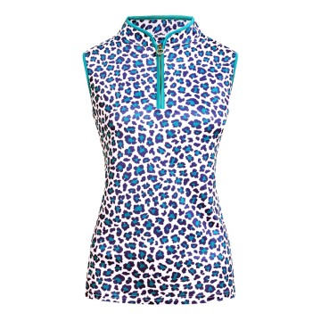 JRB Women's Golf Shirt - Lapis Green Print - Sleeved or Sleeveless