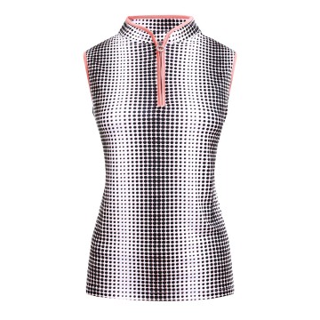 JRB Women's Golf Shirt - Coral Peach Spot Print - Sleeved or Sleeveless